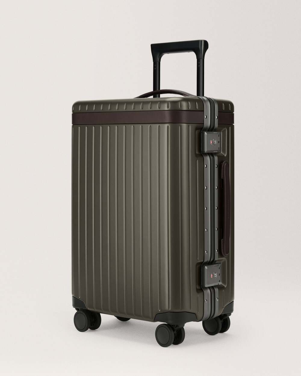 Carl Friedrik Carry-On Hybrid Suitcase 41L Dark Olive/Chocolate NEW Authentic